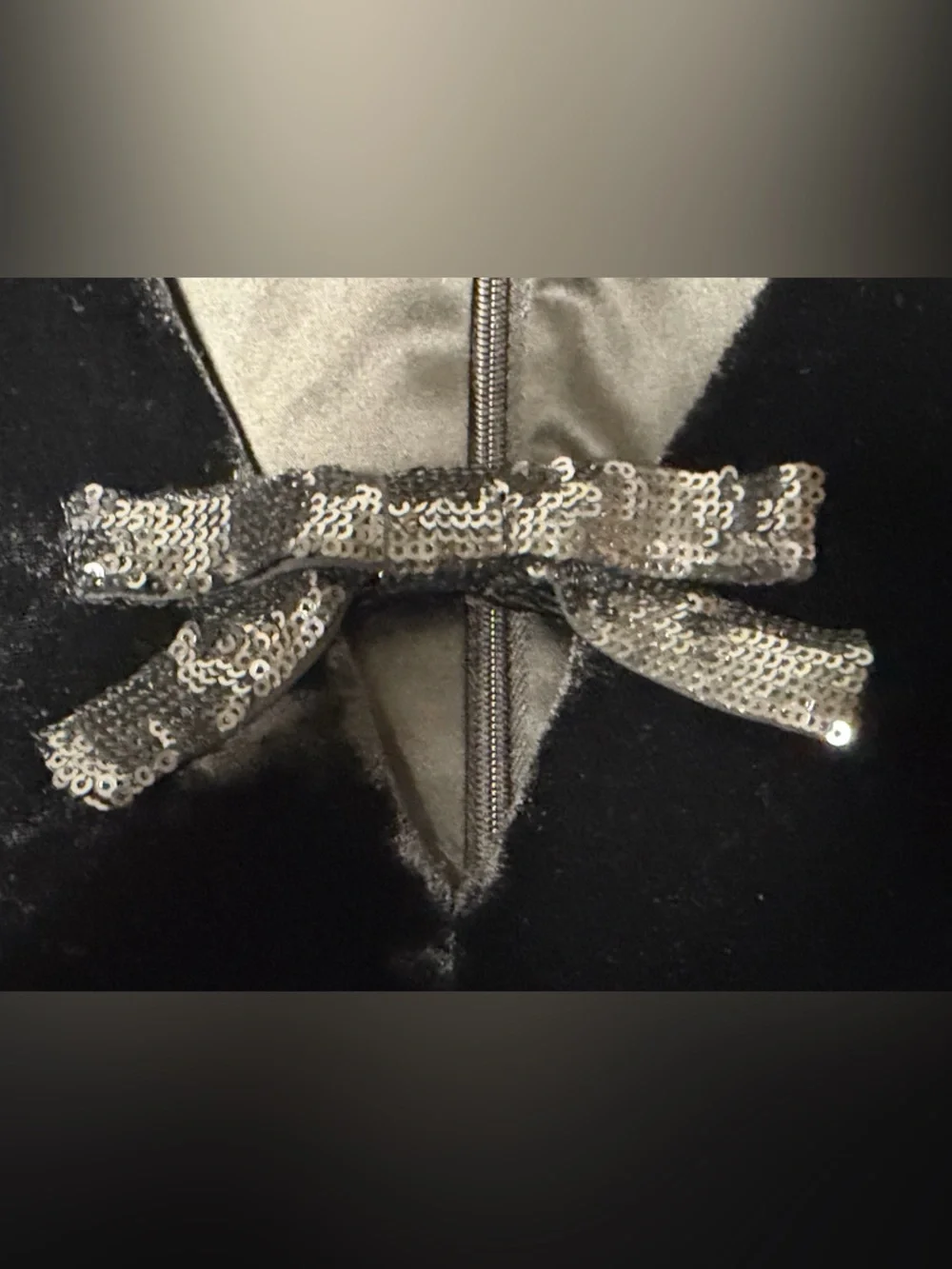 KATE SPADE SEQUIN BOW BLACK VELVET DRESS W/POCKETS SIZE 12 NWT LINED - Picture 3 of 8